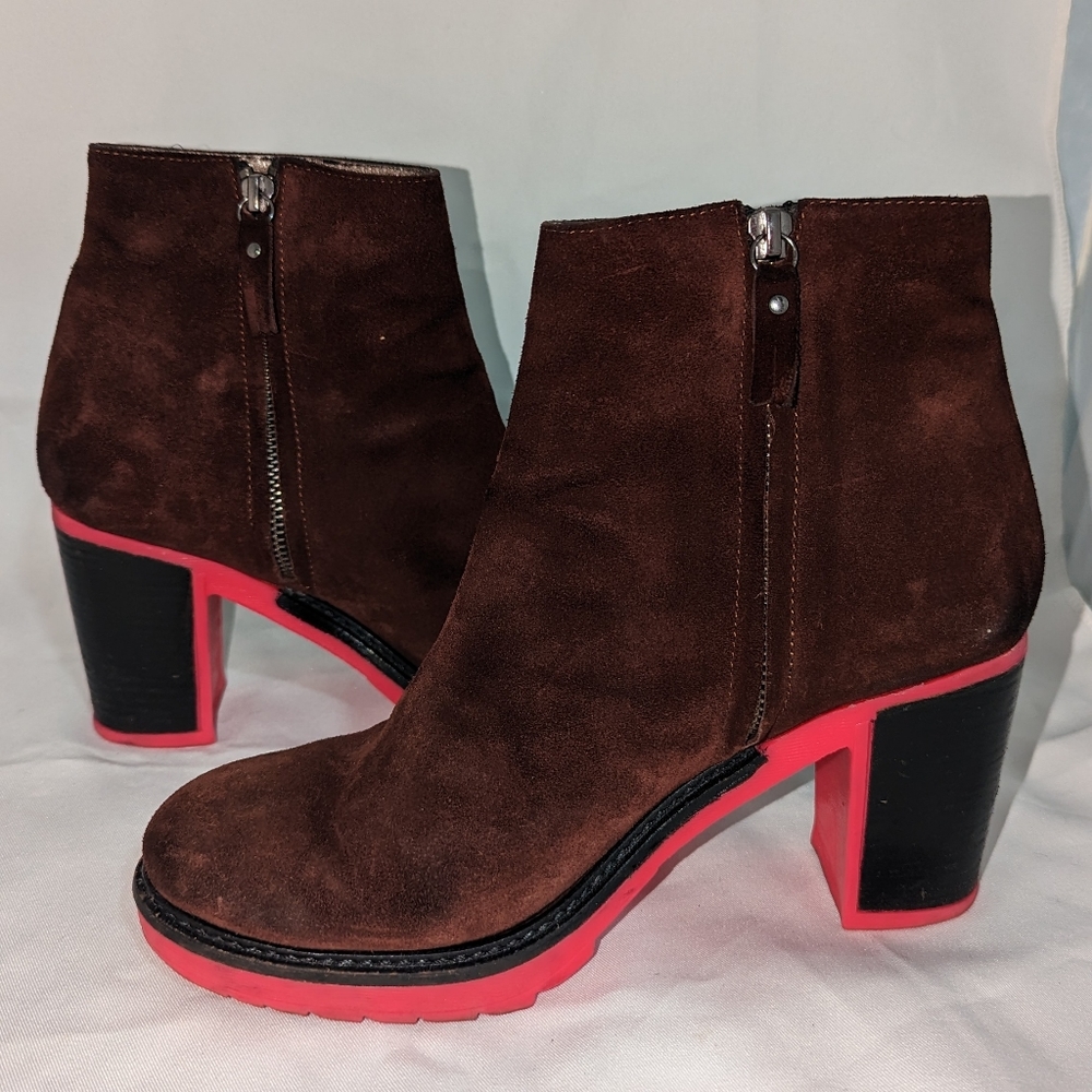 B Store Nicole 2 Booties Brown & Red. size 38